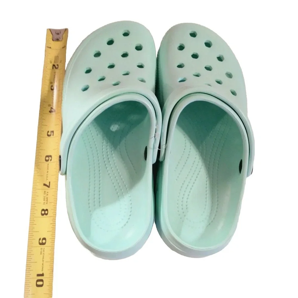 Amoji Garden Clogs Unisex Youth W-10 M-8 Mint Blue Sandals Casual Slip On Shoes